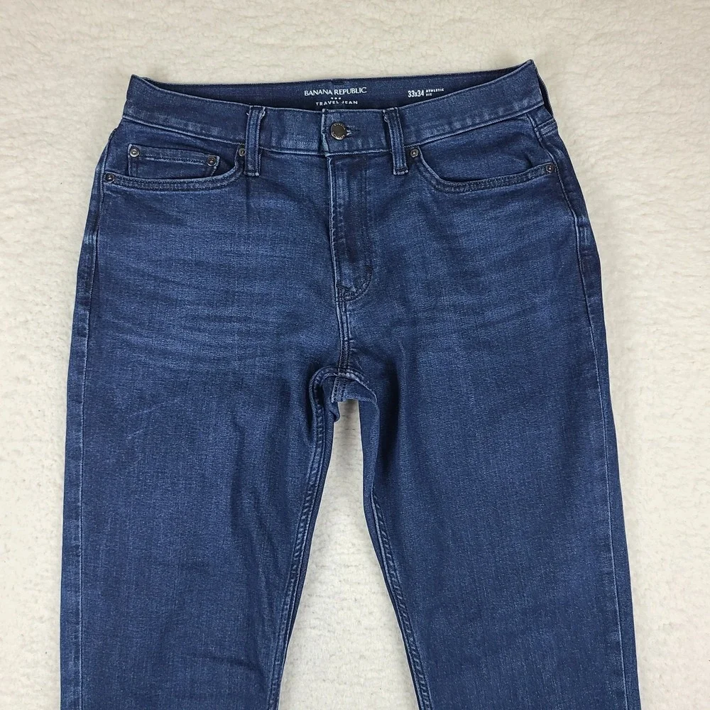 Banana‎ Republic Travel Jeans Mens 33x34 Blue Athletic Fit Dark Wash Denim
